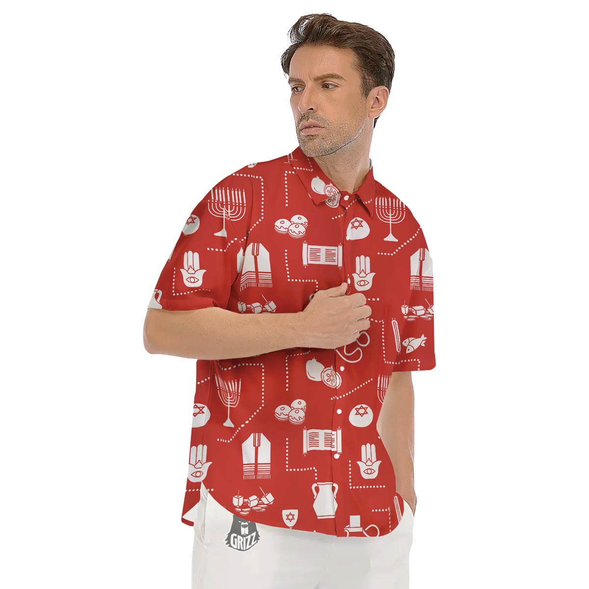 Orthodox Print Pattern Men's Short Sleeve Shirts-grizzshop