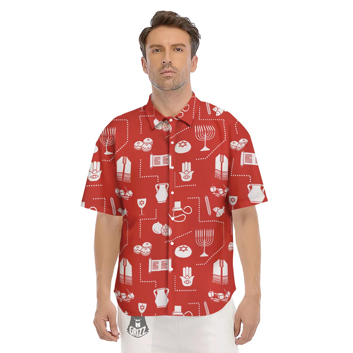 Orthodox Print Pattern Men's Short Sleeve Shirts-grizzshop