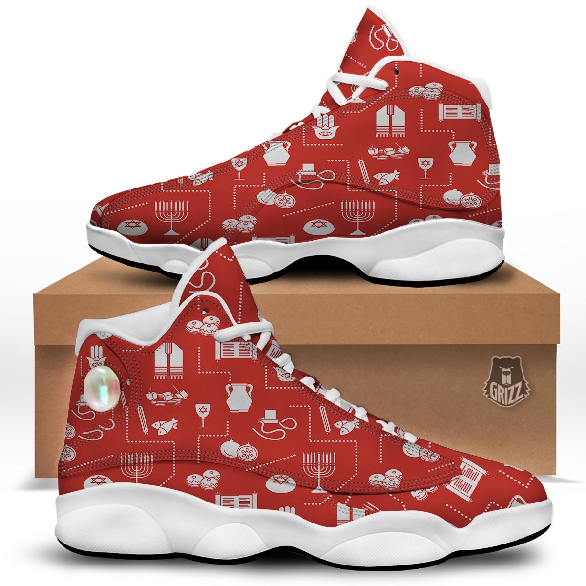 Orthodox Print Pattern White Basketball Shoes-grizzshop