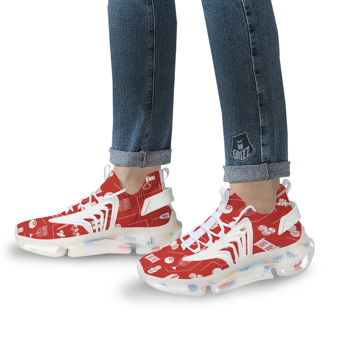Orthodox Print Pattern White Gym Shoes-grizzshop