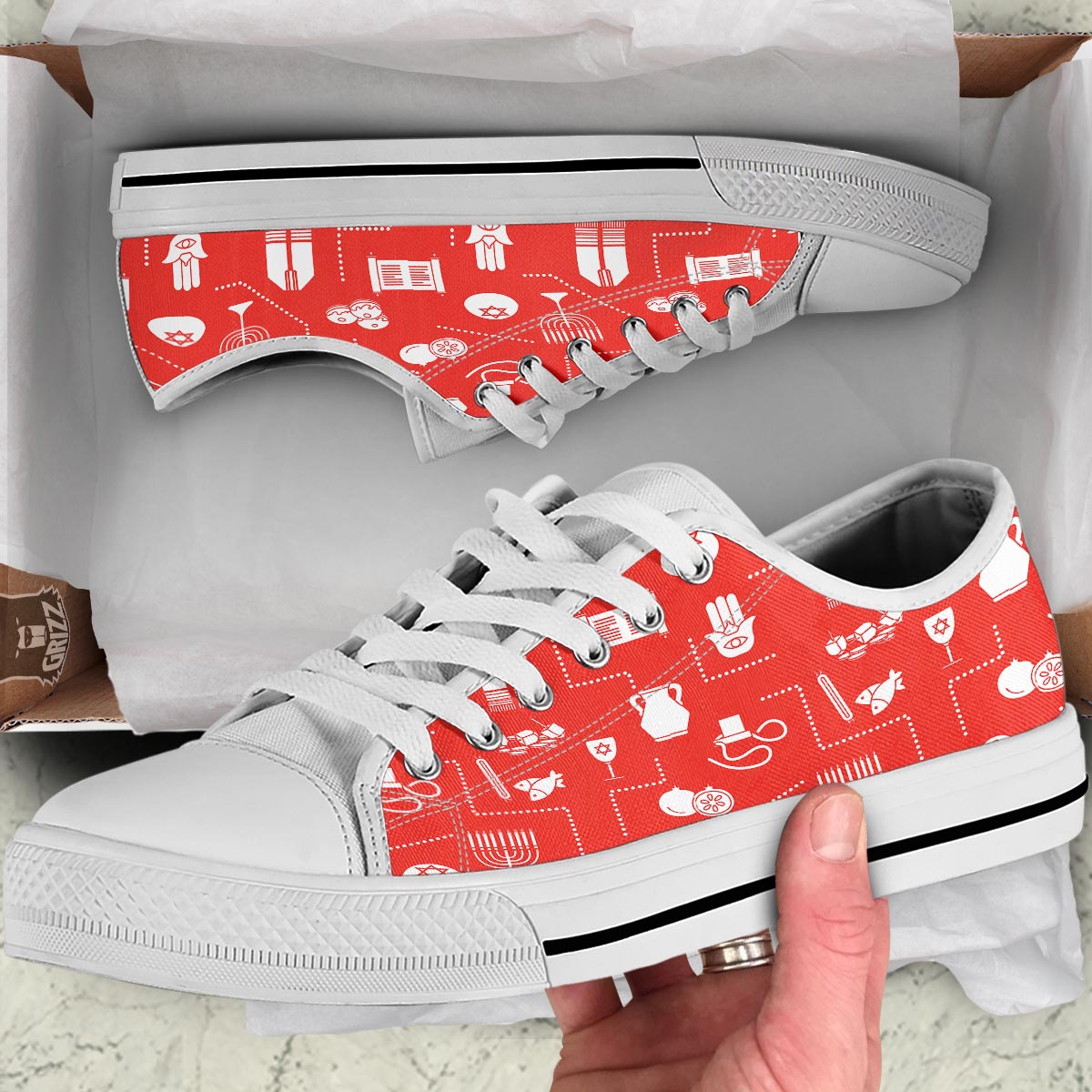 Orthodox Print Pattern White Low Top Shoes-grizzshop