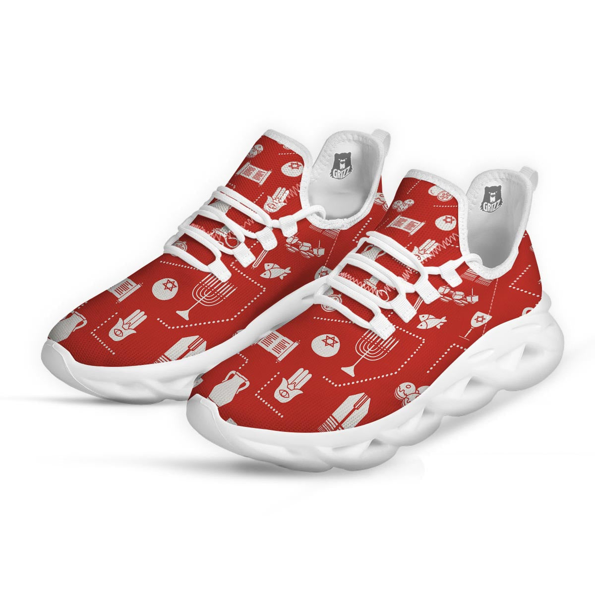 Orthodox Print Pattern White Running Shoes-grizzshop