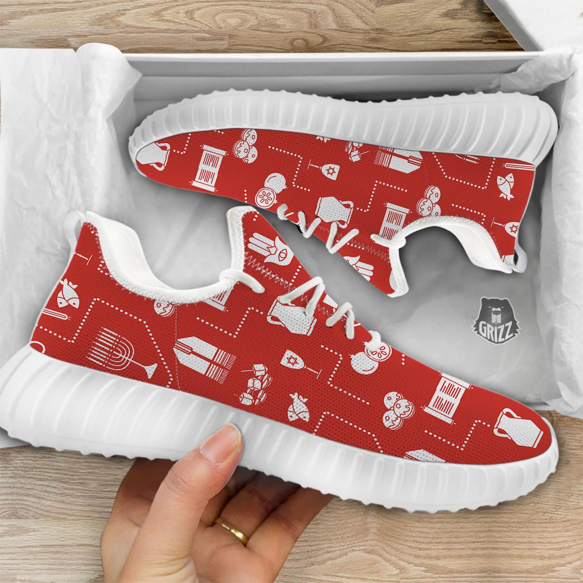Orthodox Print Pattern White Walking Shoes-grizzshop