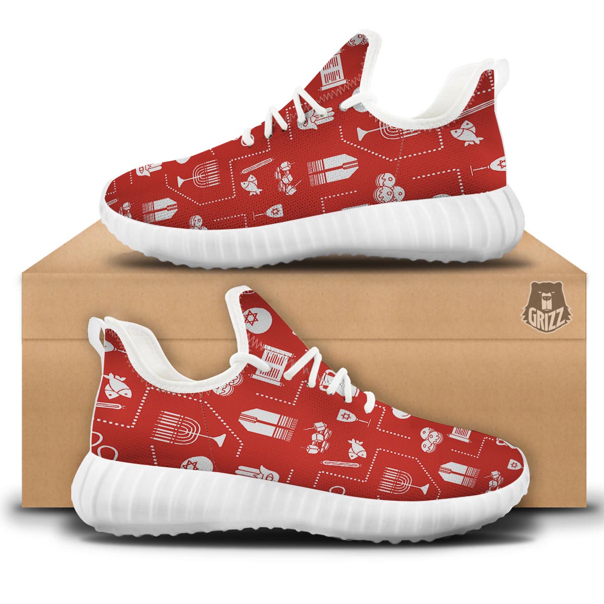 Orthodox Print Pattern White Walking Shoes-grizzshop