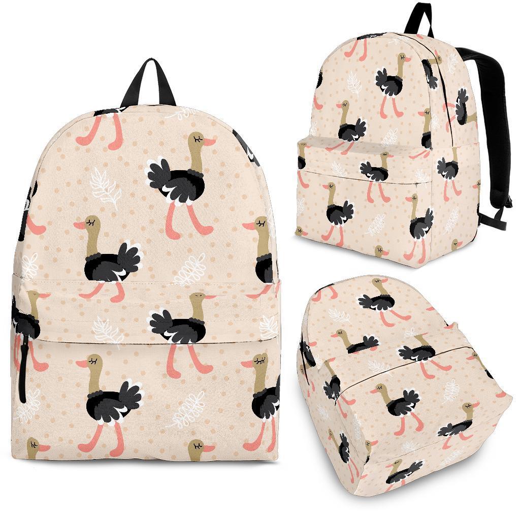 Ostrich Cute Pattern Print Backpack-grizzshop