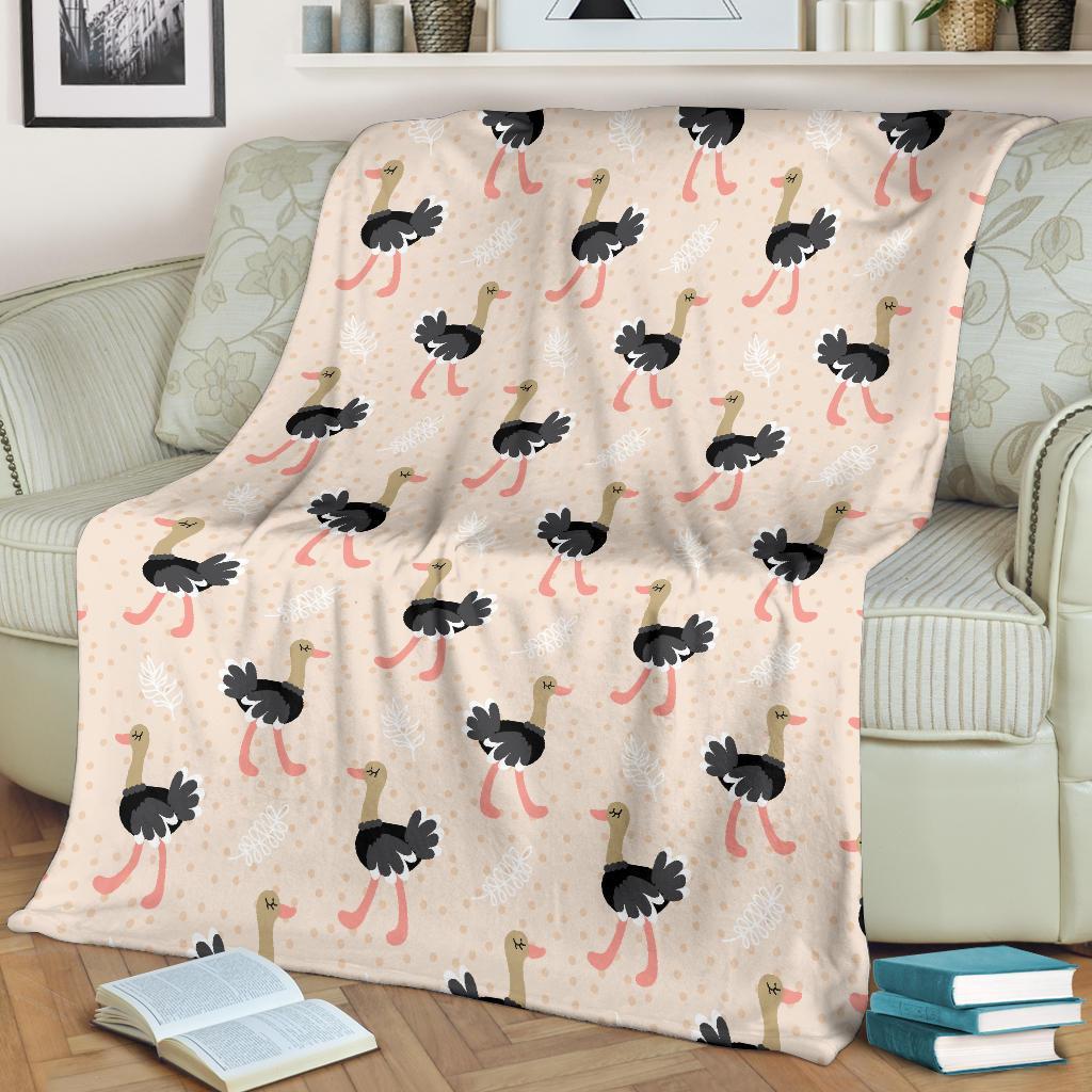 Ostrich Cute Pattern Print Blanket-grizzshop