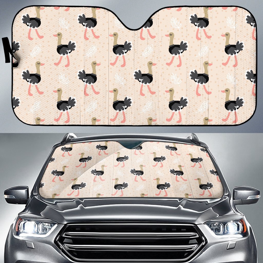 Ostrich Cute Pattern Print Car Sun Shade-grizzshop