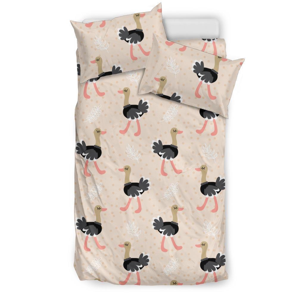 Ostrich Cute Pattern Print Duvet Cover Bedding Set-grizzshop