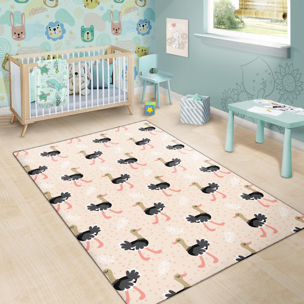 Ostrich Cute Pattern Print Floor Mat-grizzshop