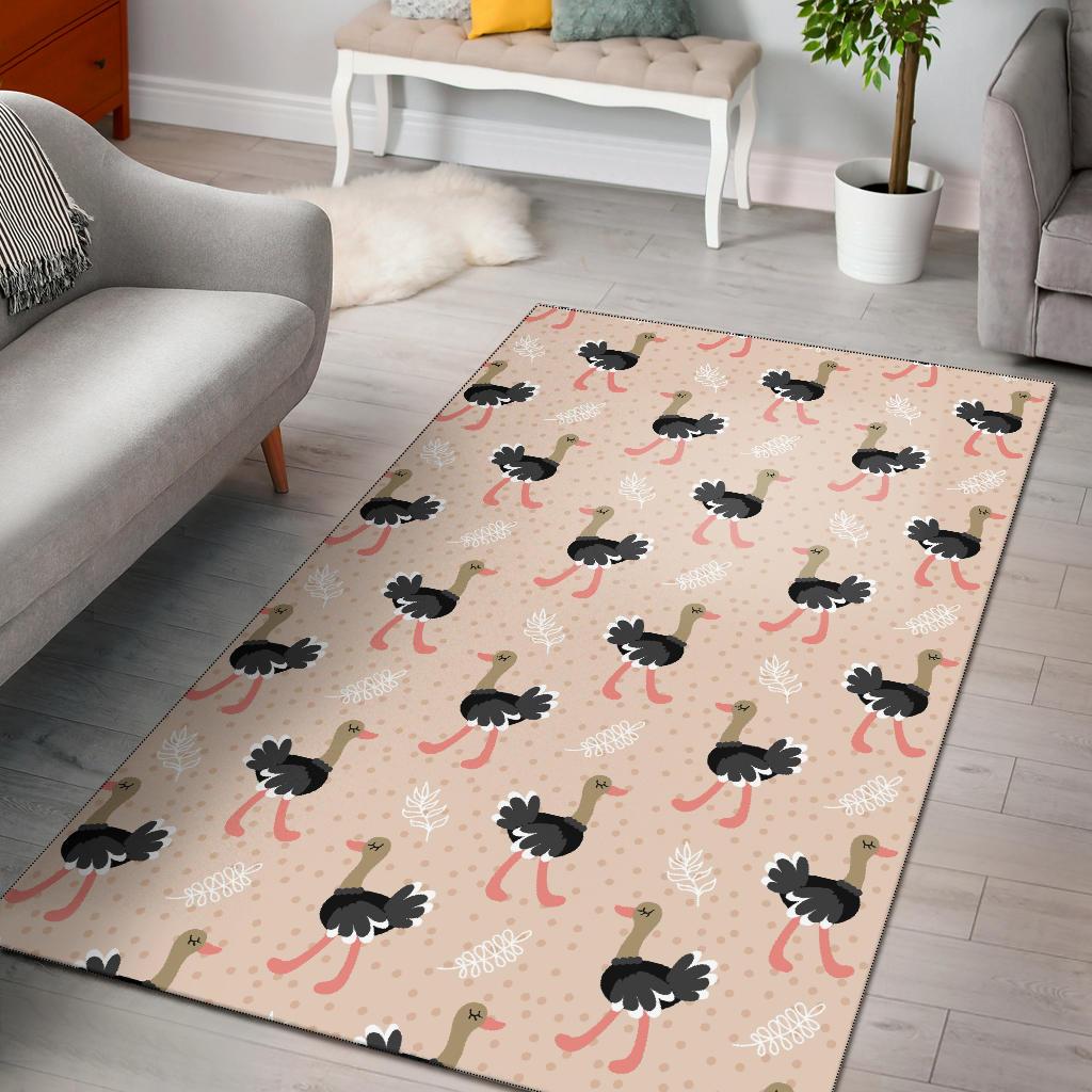 Ostrich Cute Pattern Print Floor Mat-grizzshop