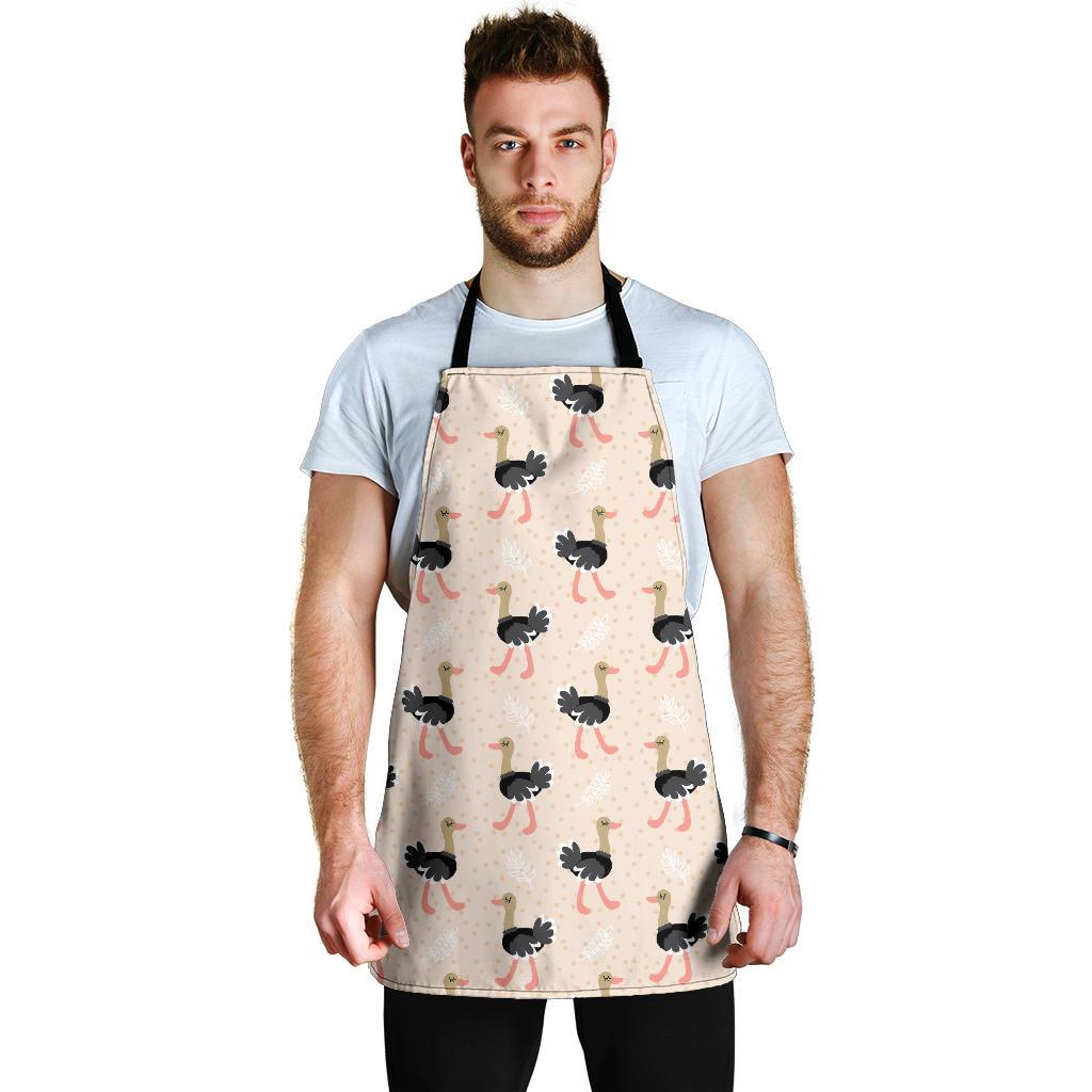 Ostrich Cute Pattern Print Men's Apron-grizzshop