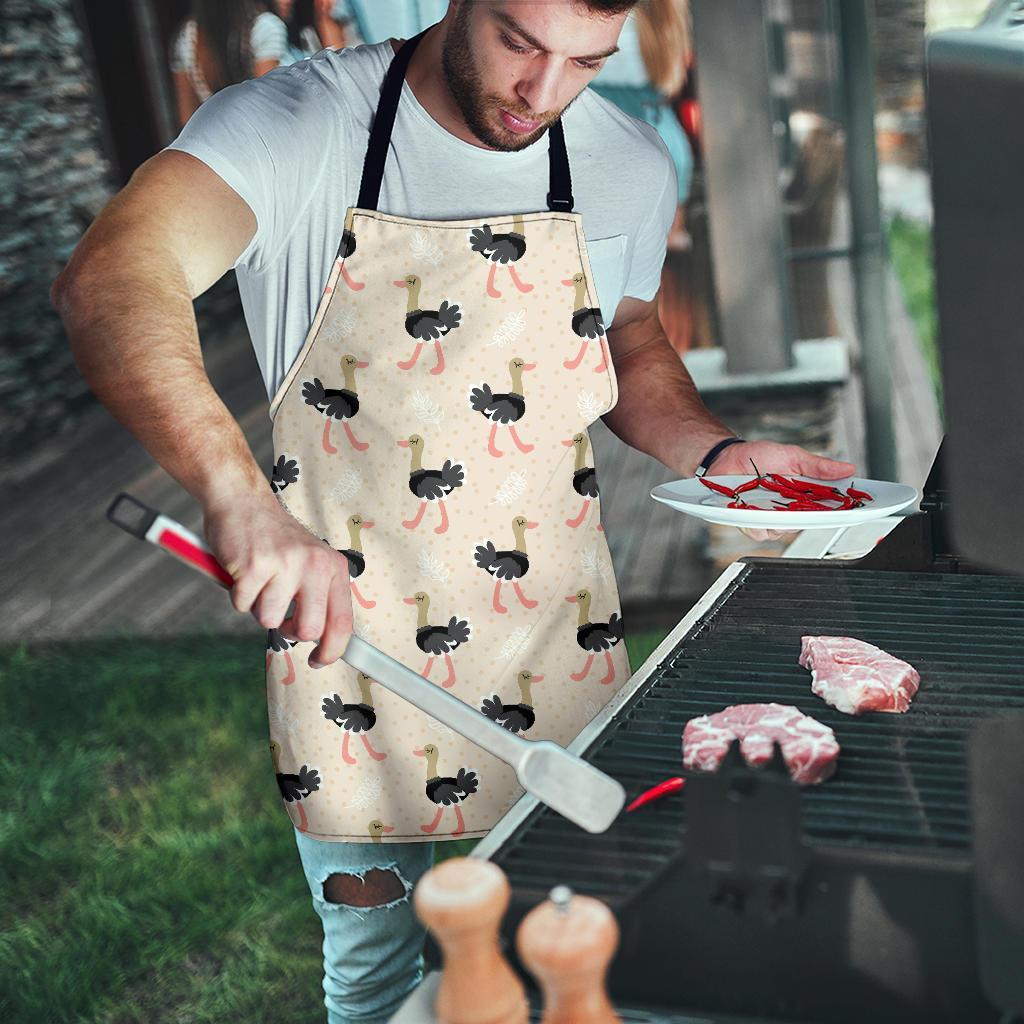 Ostrich Cute Pattern Print Men's Apron-grizzshop