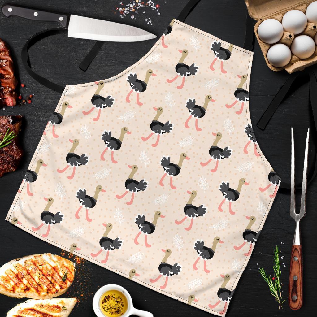 Ostrich Cute Pattern Print Men's Apron-grizzshop