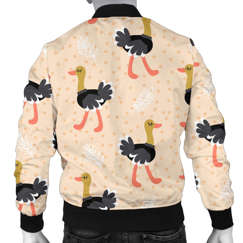 Ostrich Cute Pattern Print Men's Bomber Jacket-grizzshop