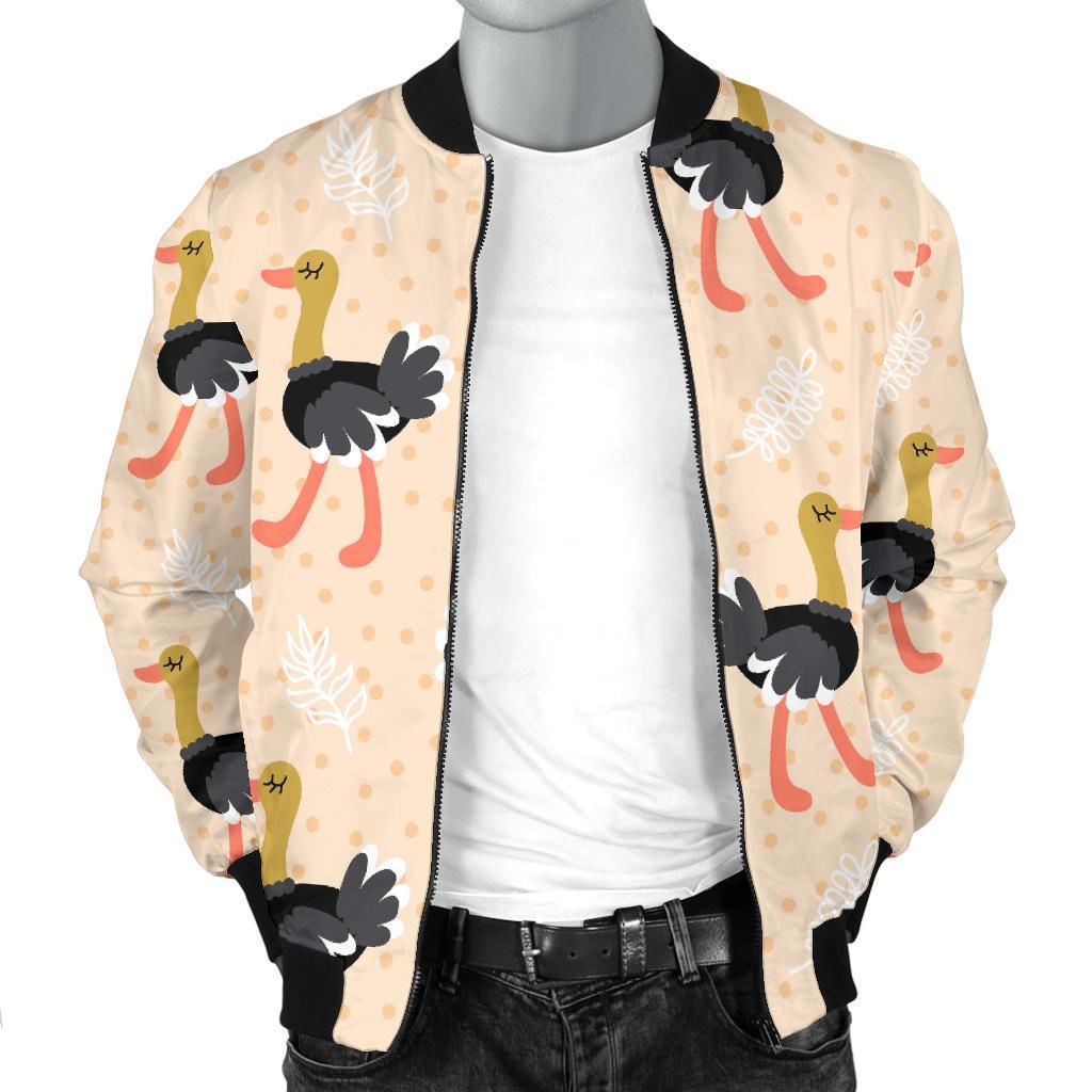 Ostrich Cute Pattern Print Men's Bomber Jacket-grizzshop