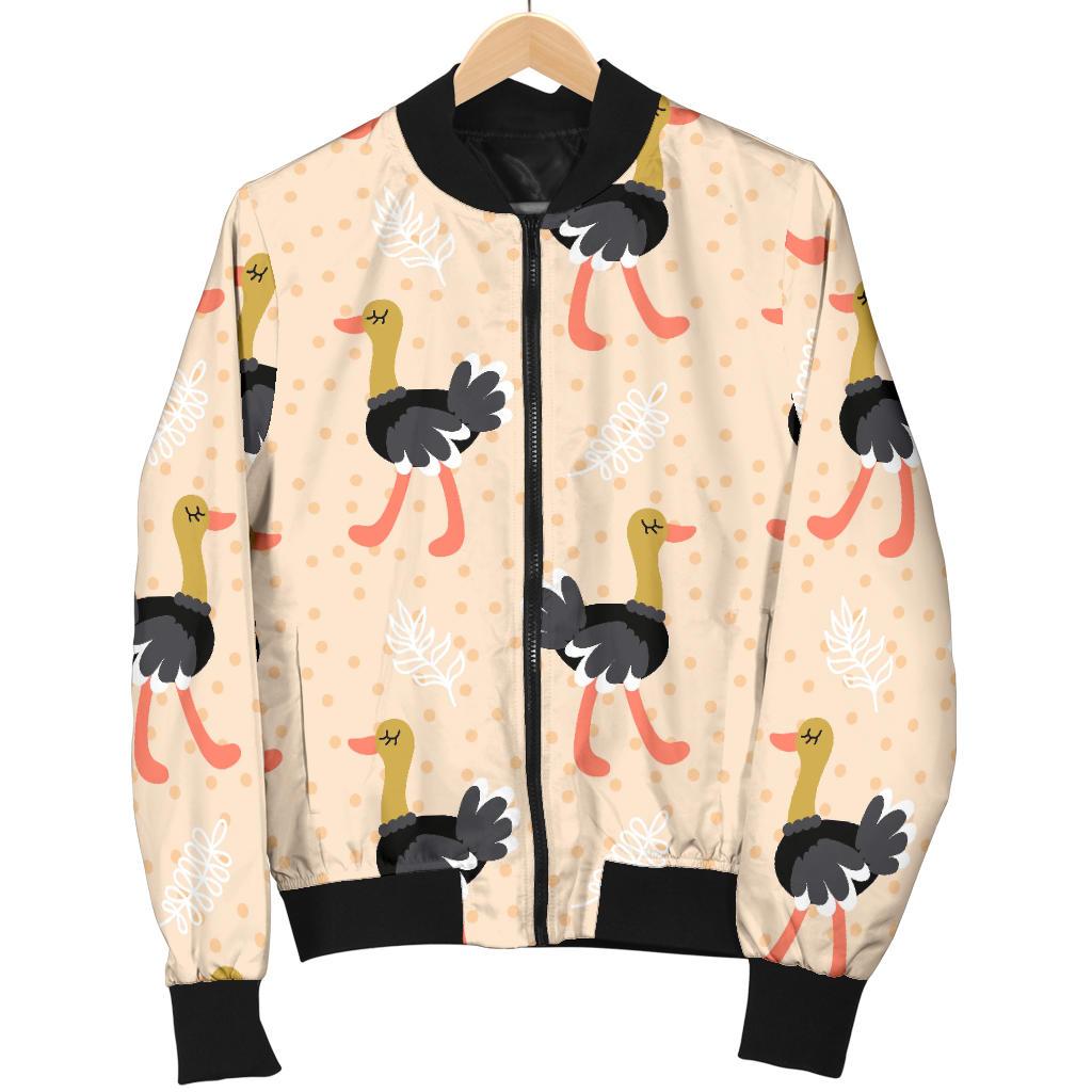 Ostrich Cute Pattern Print Men's Bomber Jacket-grizzshop