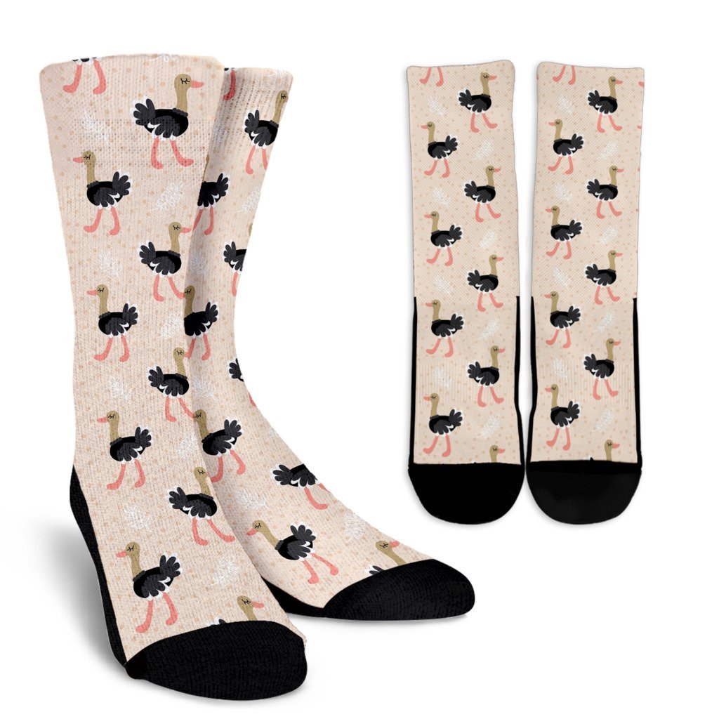 Ostrich Cute Pattern Print Unisex Crew Socks-grizzshop