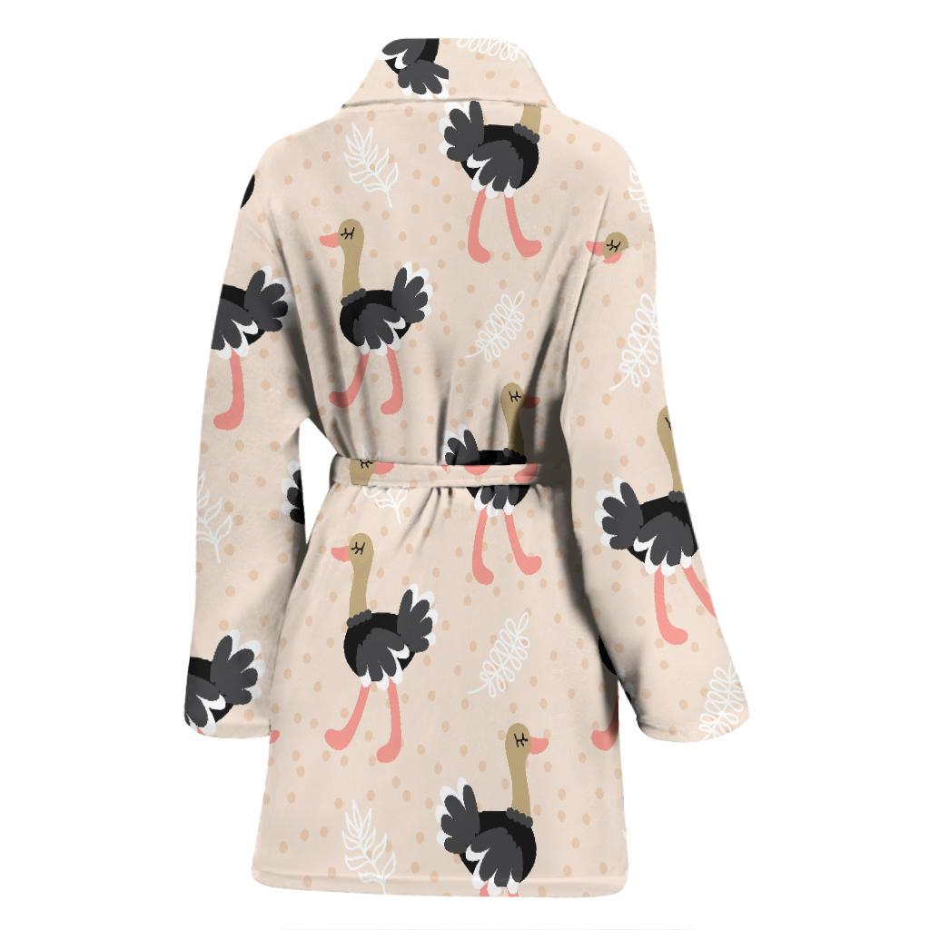 Ostrich Cute Pattern Print Women Long Robe-grizzshop