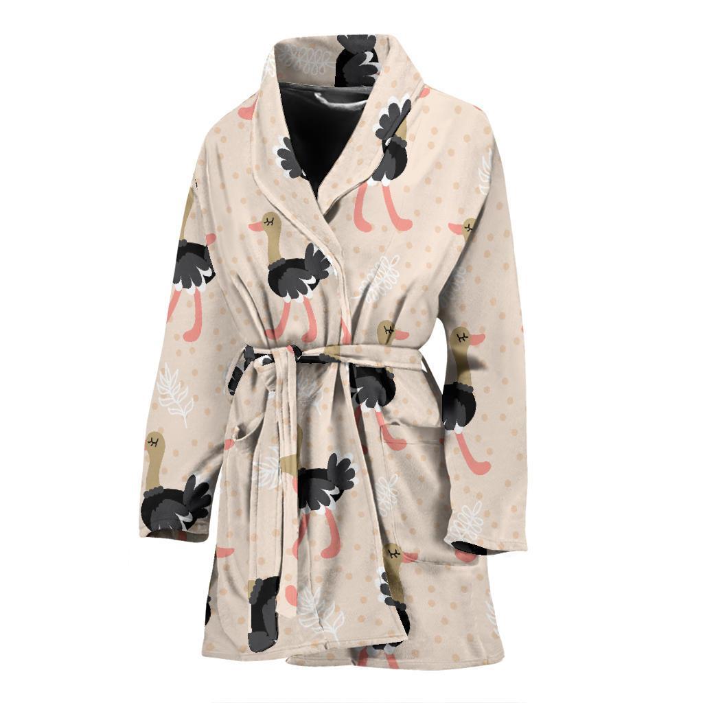 Ostrich Cute Pattern Print Women Long Robe-grizzshop