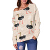 Ostrich Cute Pattern Print Women Off Shoulder Sweatshirt-grizzshop