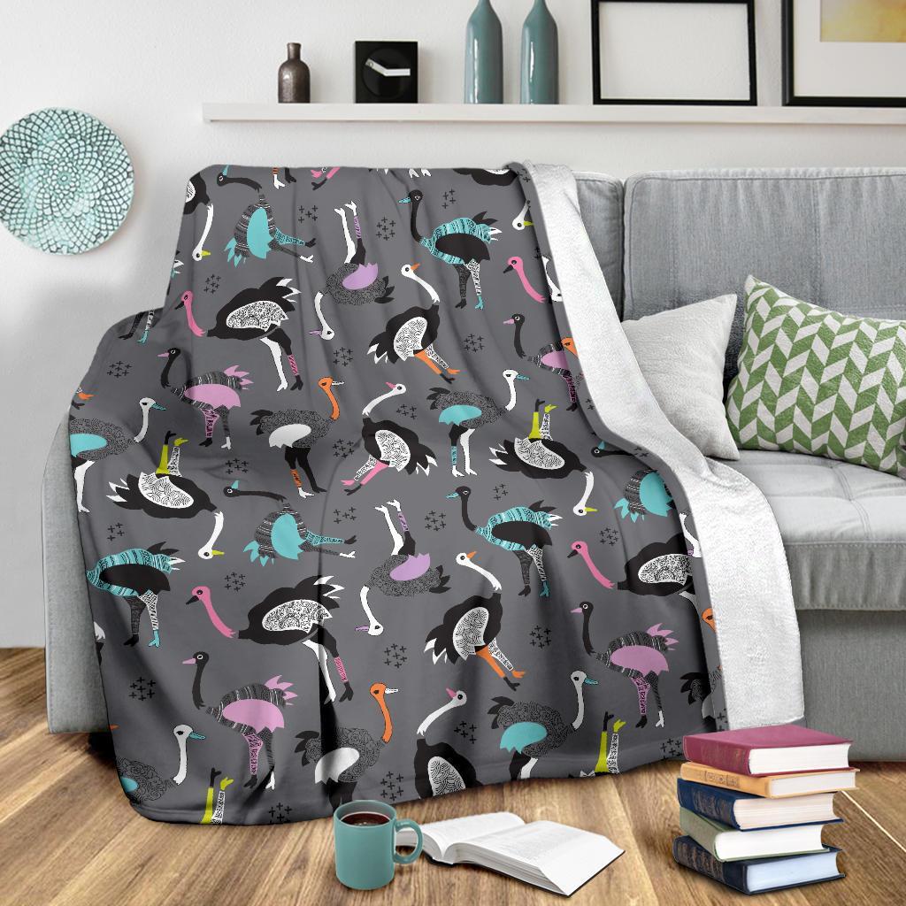 Ostrich Pattern Print Blanket-grizzshop