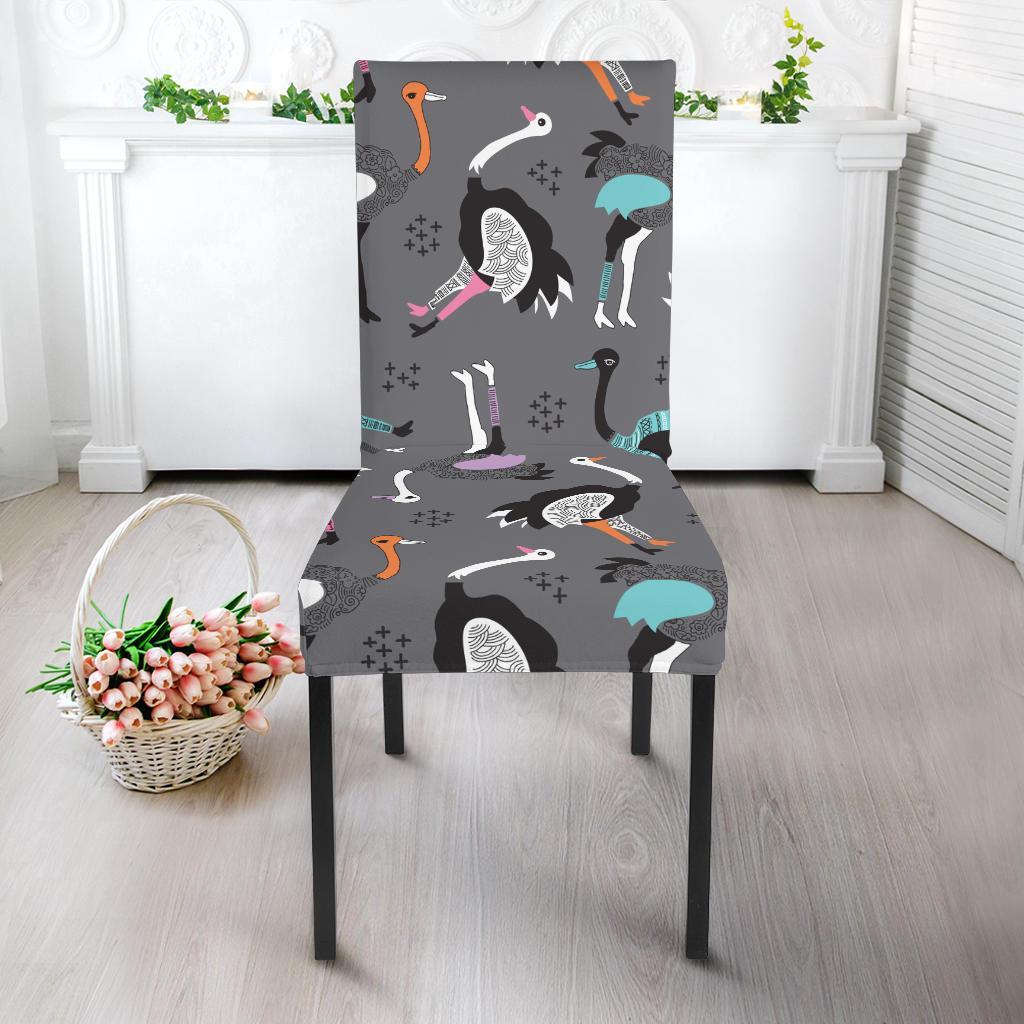 Ostrich Pattern Print Chair Cover-grizzshop