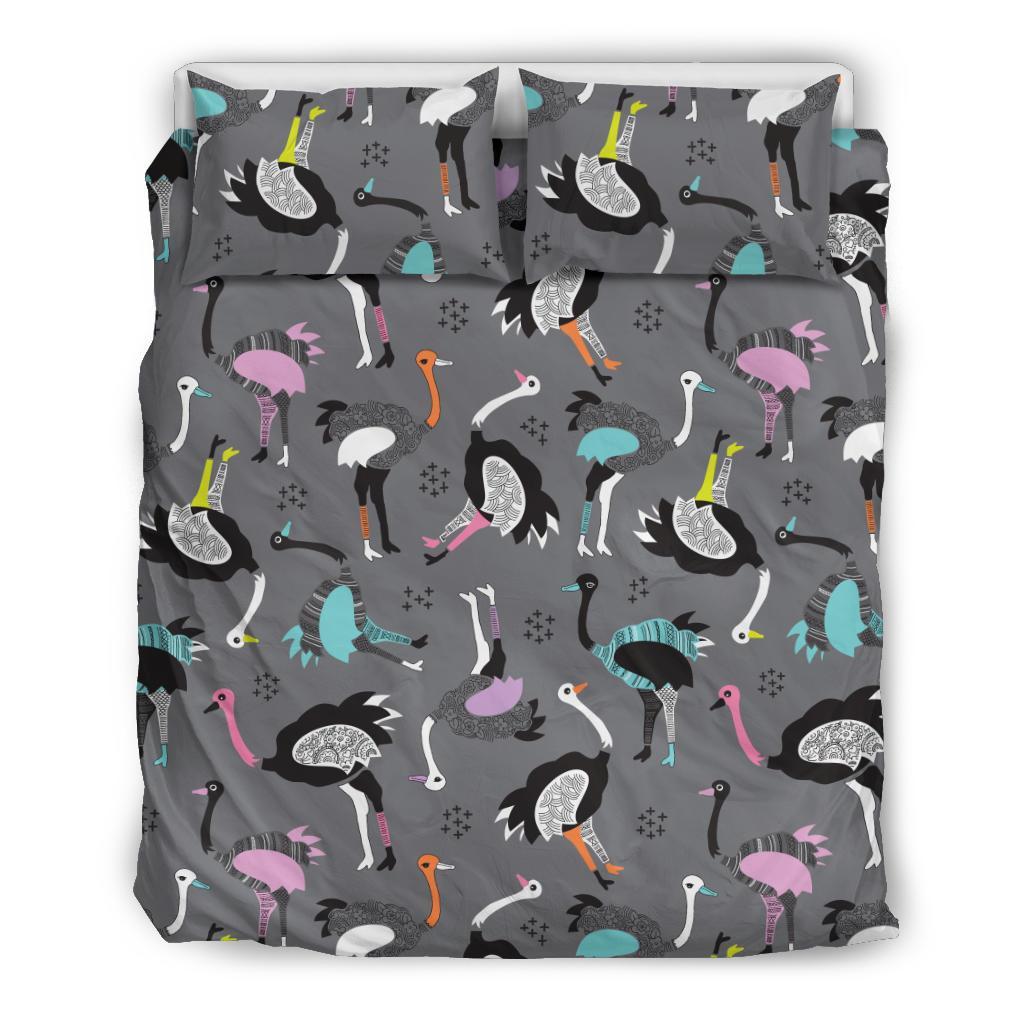 Ostrich Pattern Print Duvet Cover Bedding Set-grizzshop