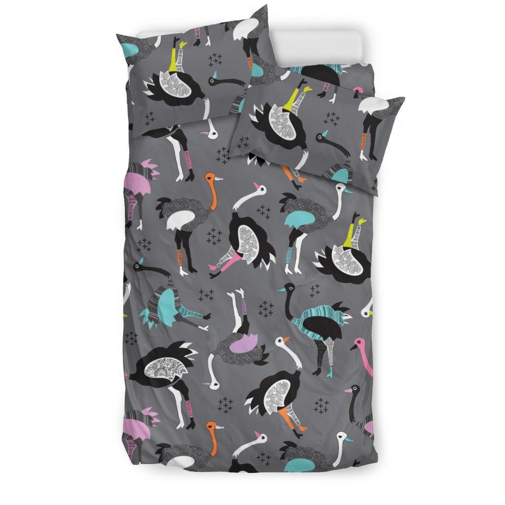 Ostrich Pattern Print Duvet Cover Bedding Set-grizzshop
