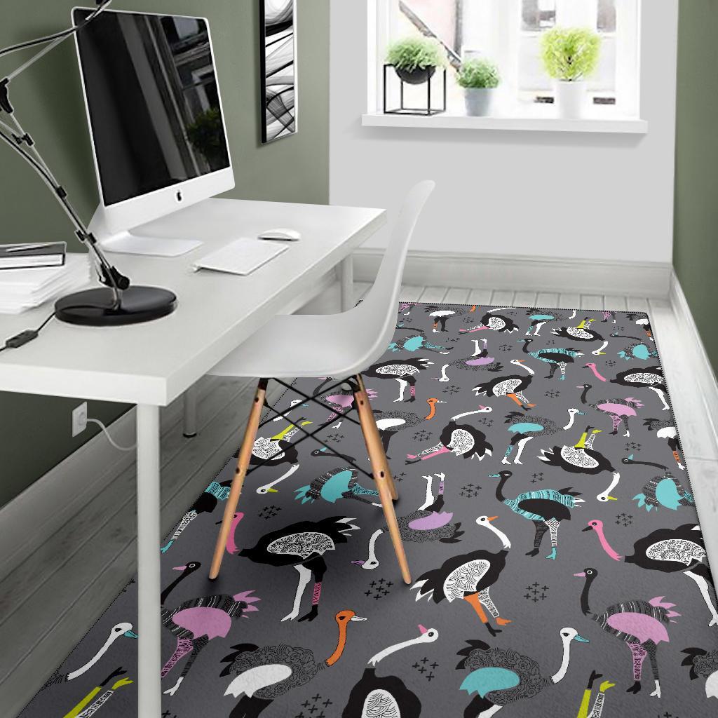 Ostrich Pattern Print Floor Mat-grizzshop