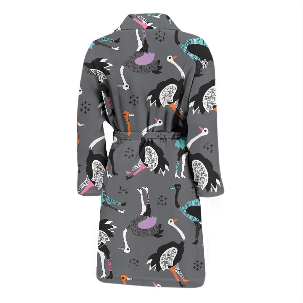 Ostrich Pattern Print Men Long Robe-grizzshop