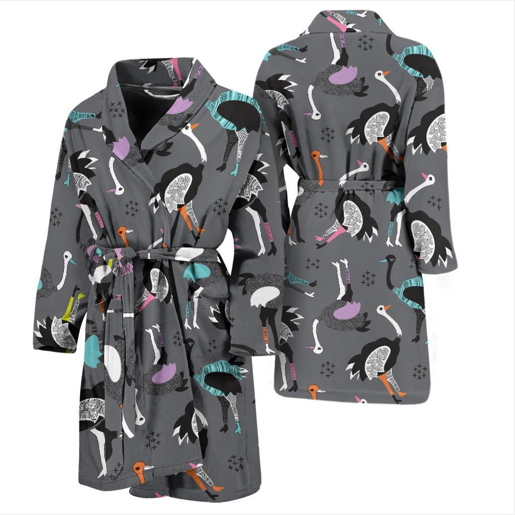 Ostrich Pattern Print Men Long Robe-grizzshop