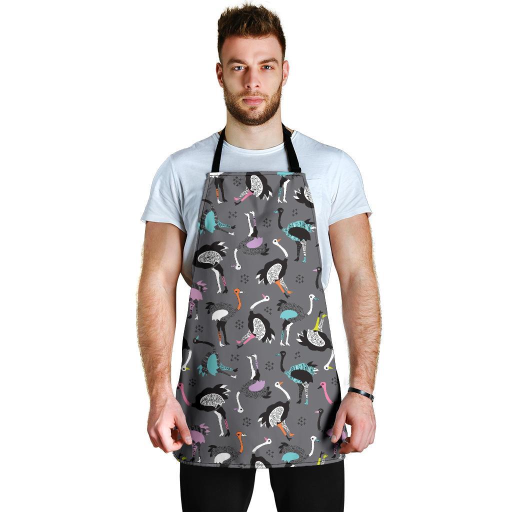 Ostrich Pattern Print Men's Apron-grizzshop