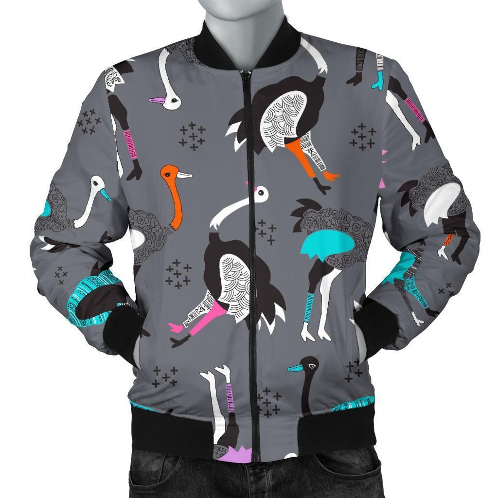 Ostrich Pattern Print Men's Bomber Jacket-grizzshop