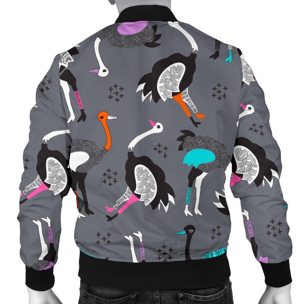 Ostrich Pattern Print Men's Bomber Jacket-grizzshop