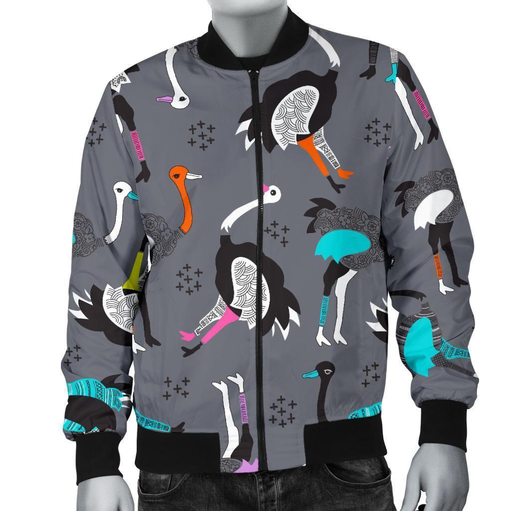 Ostrich Pattern Print Men's Bomber Jacket-grizzshop