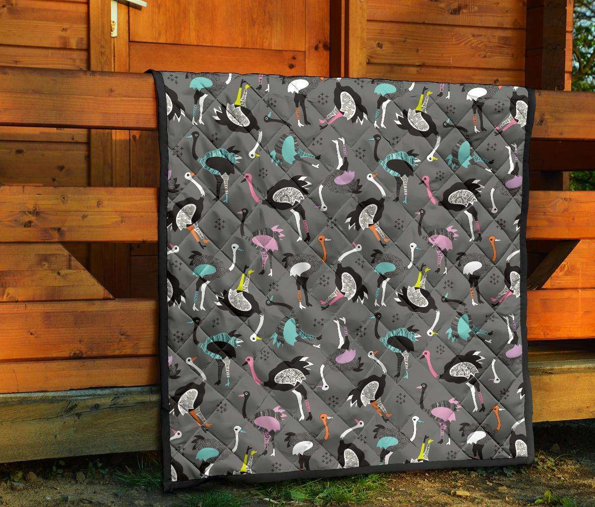 Ostrich Pattern Print Quilt-grizzshop