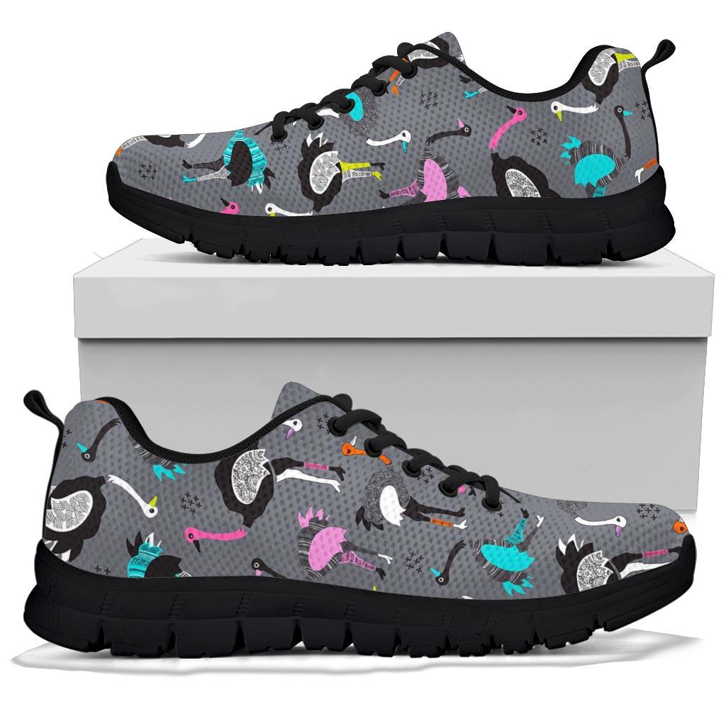 Ostrich Pattern Print Sneaker Shoes For Men Women-grizzshop