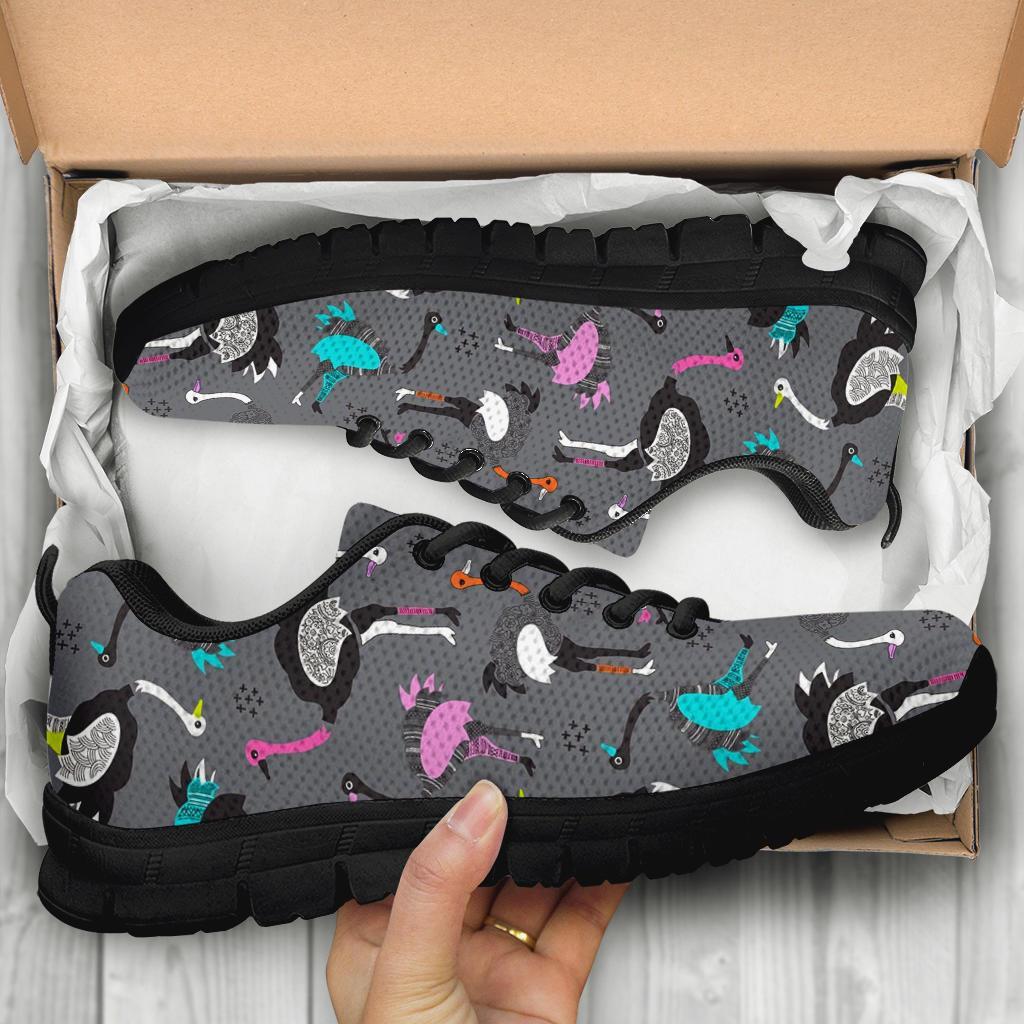 Ostrich Pattern Print Sneaker Shoes For Men Women-grizzshop