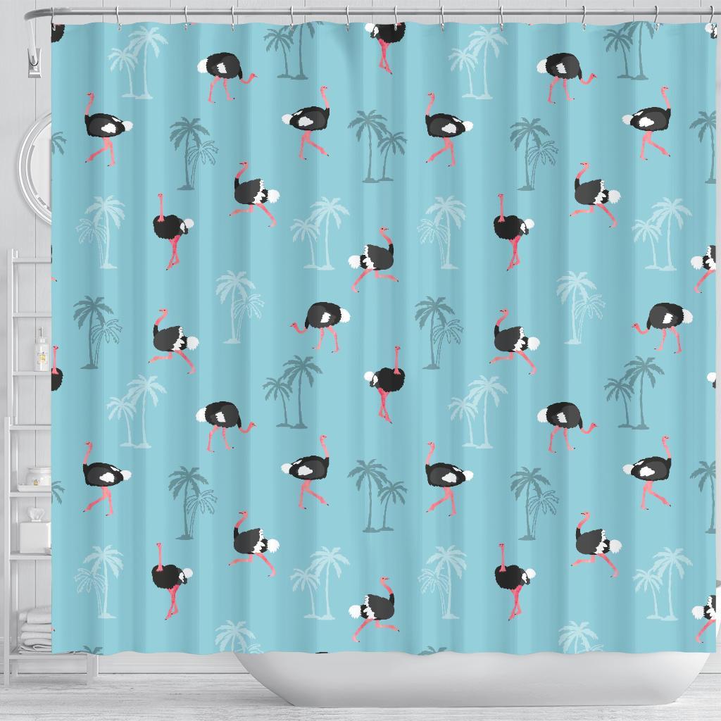 Ostrich Print Pattern Bathroom Shower Curtain-grizzshop