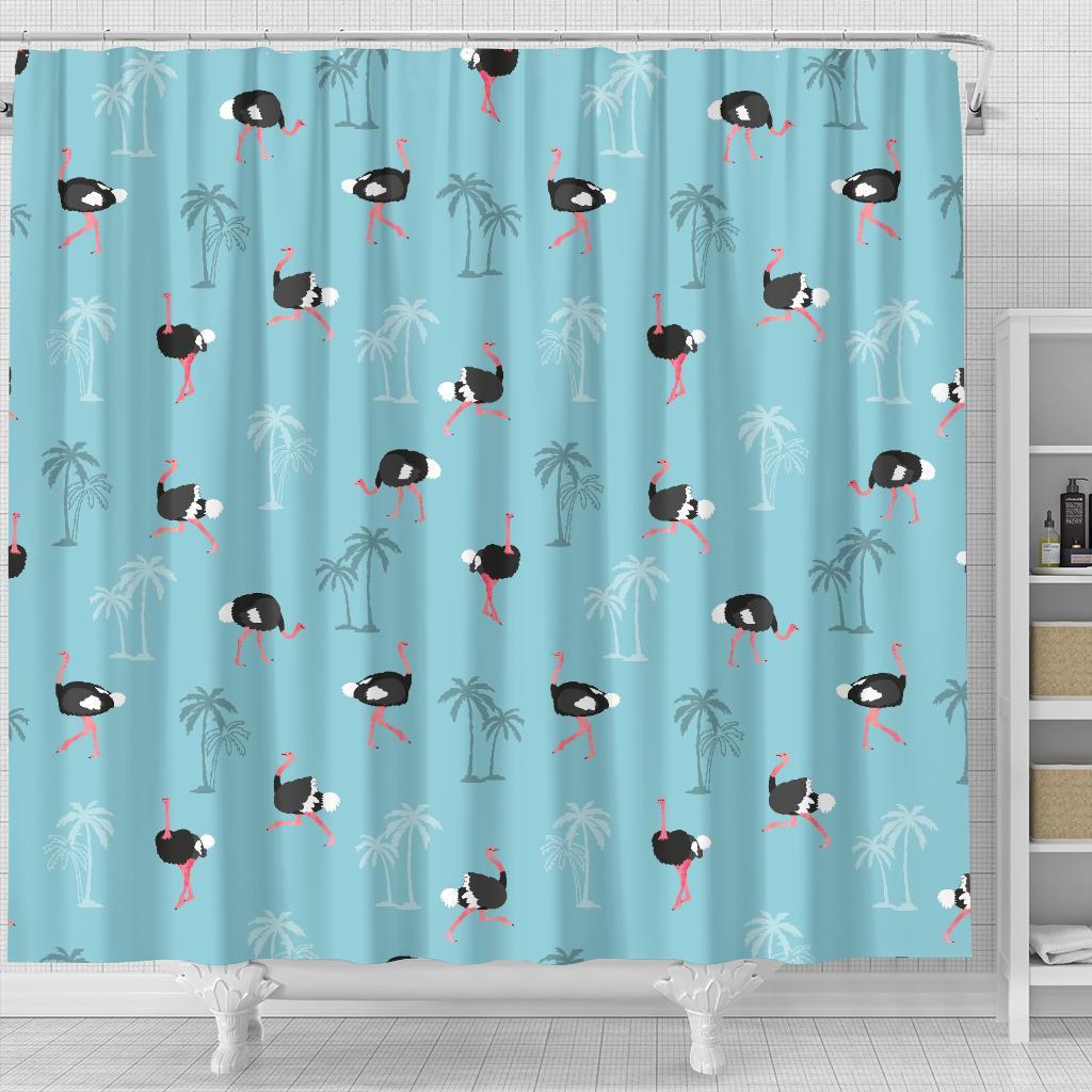 Ostrich Print Pattern Bathroom Shower Curtain-grizzshop