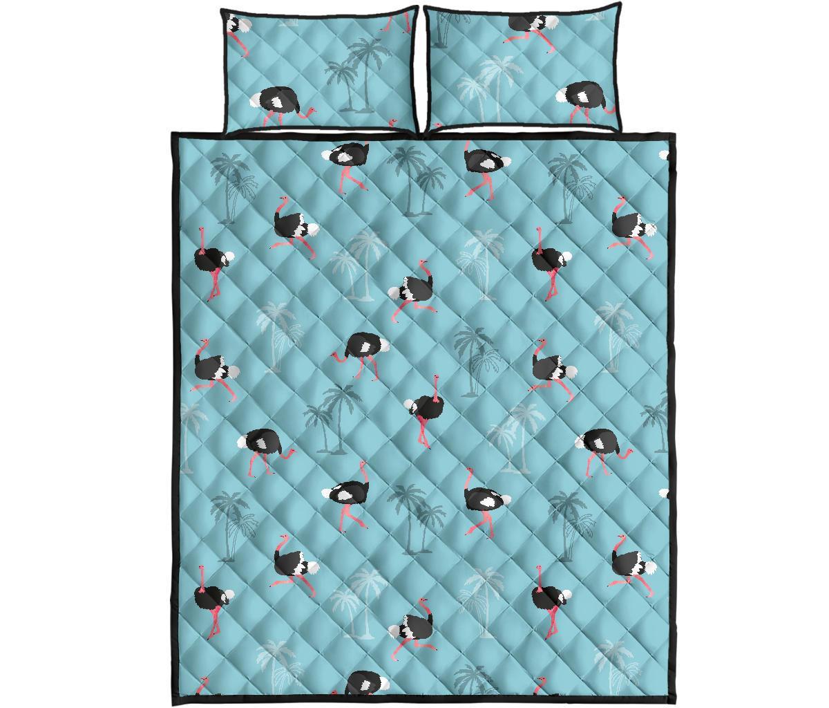 Ostrich Print Pattern Bed Set Quilt-grizzshop