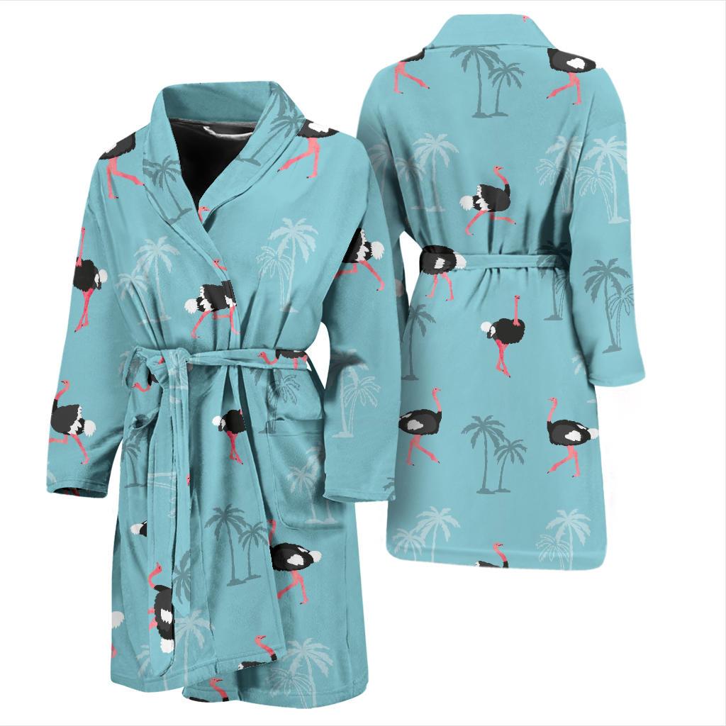 Ostrich Print Pattern Men Long Robe-grizzshop