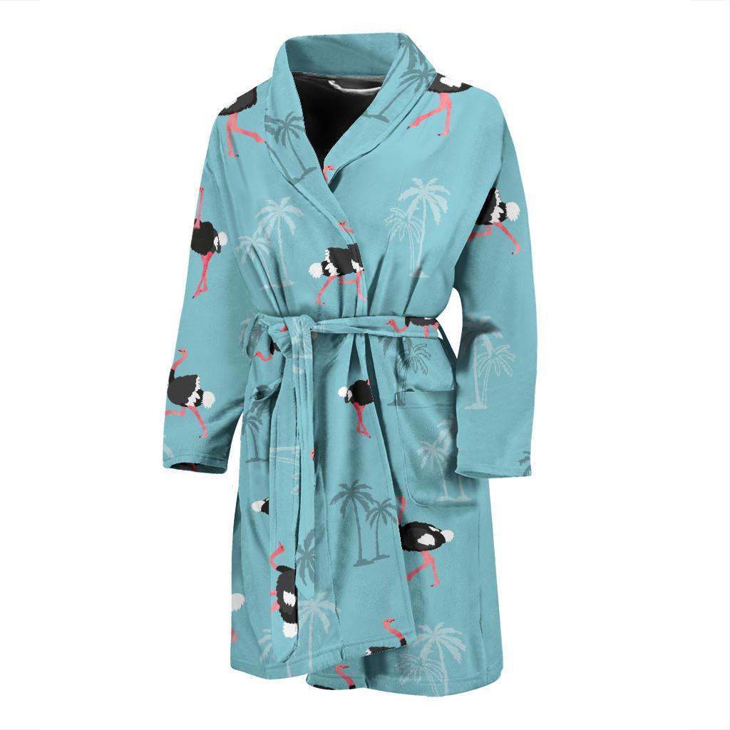 Ostrich Print Pattern Men Long Robe-grizzshop