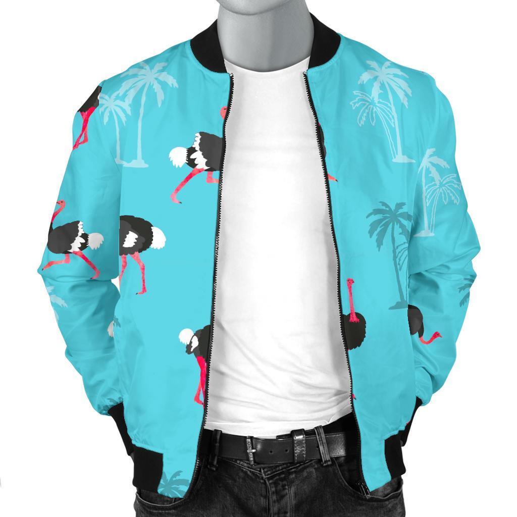 Ostrich Print Pattern Men's Bomber Jacket-grizzshop