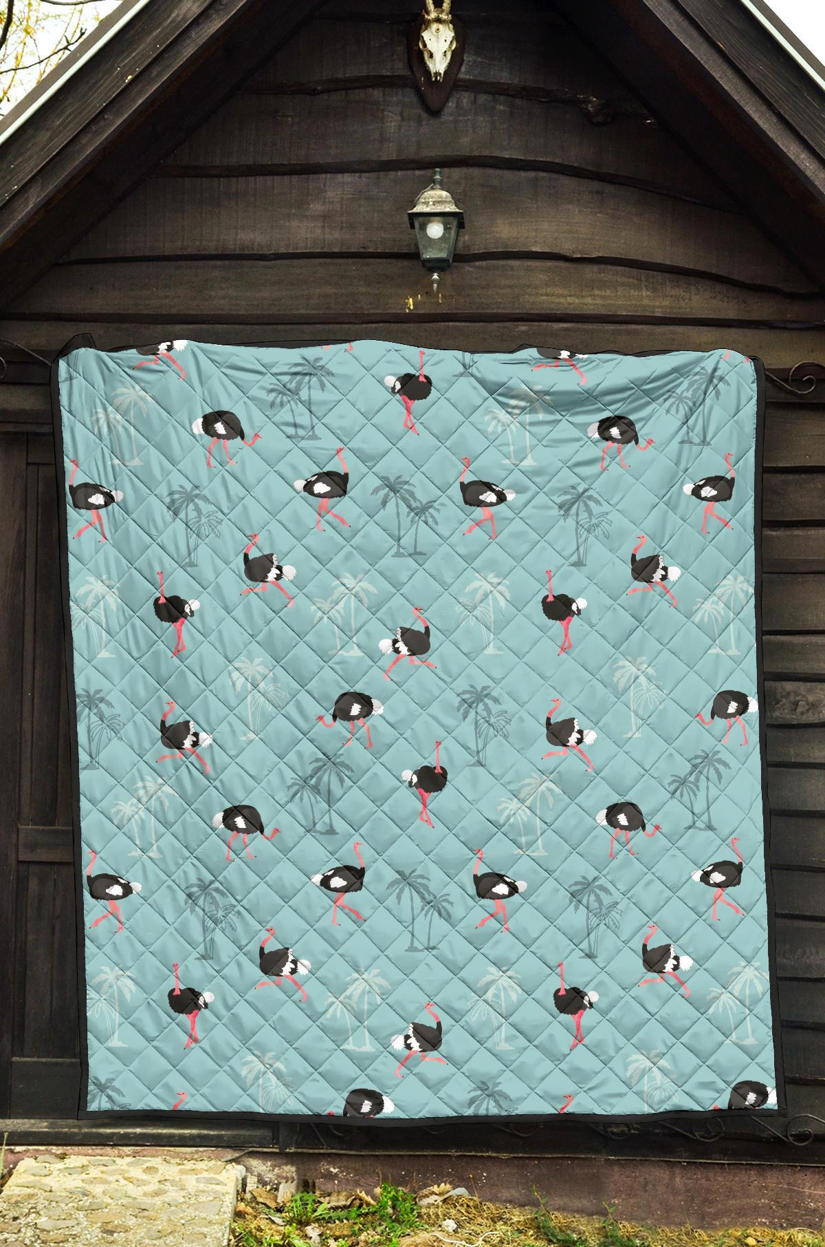 Ostrich Print Pattern Quilt-grizzshop