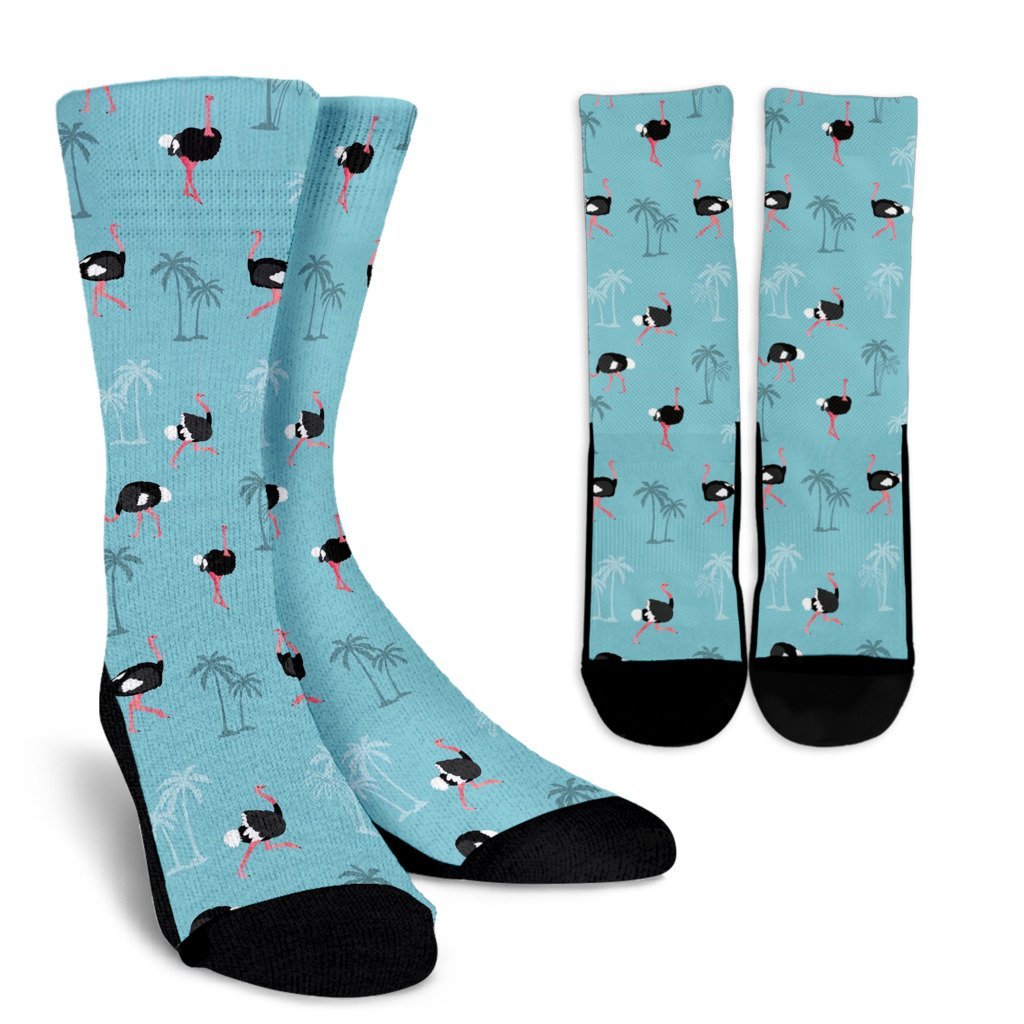 Ostrich Print Pattern Unisex Crew Socks-grizzshop