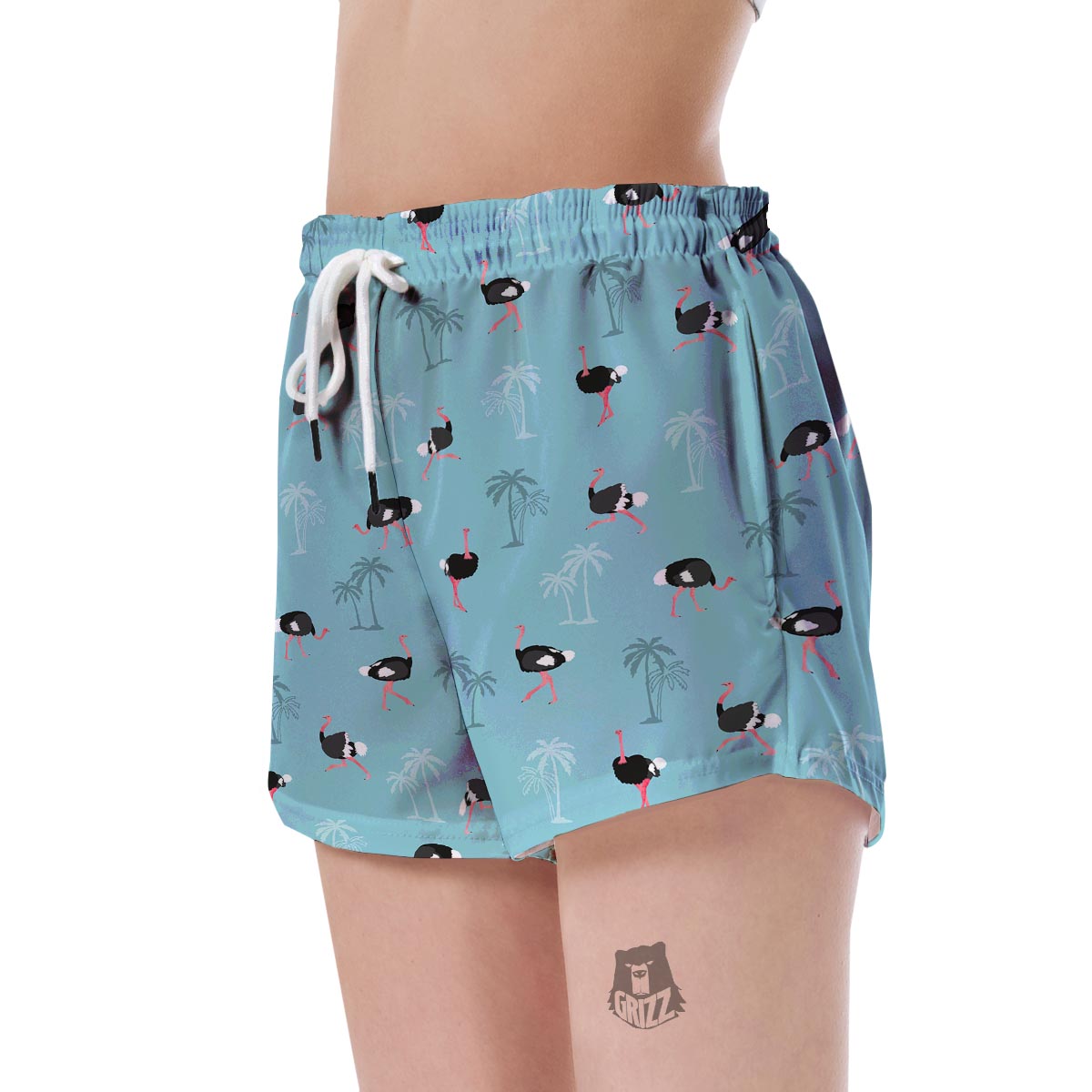 Ostrich Print Pattern Women's Shorts-grizzshop