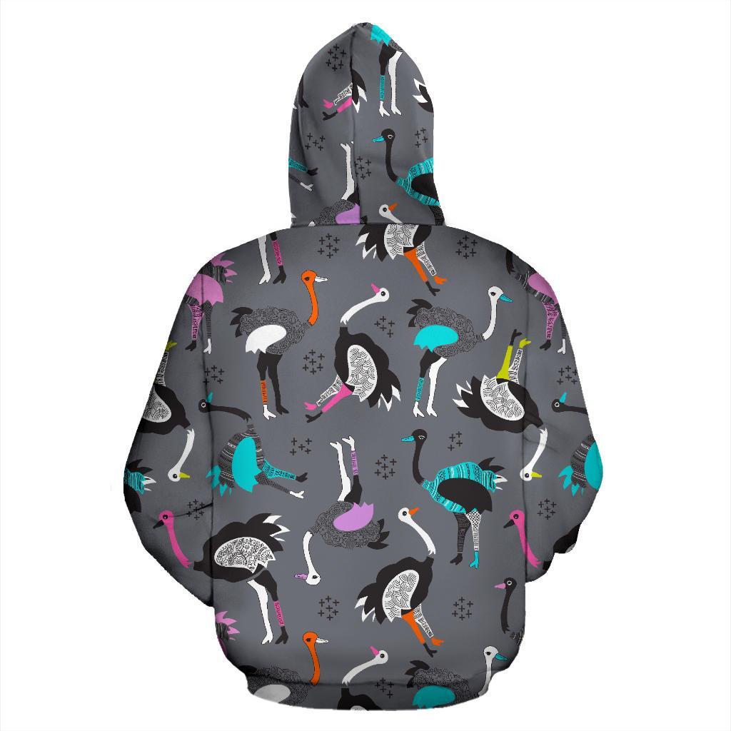 Ostrich Pattern Print Men Women Pullover Hoodie-grizzshop
