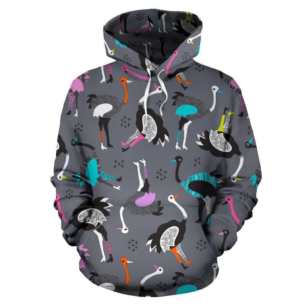 Ostrich Pattern Print Men Women Pullover Hoodie-grizzshop