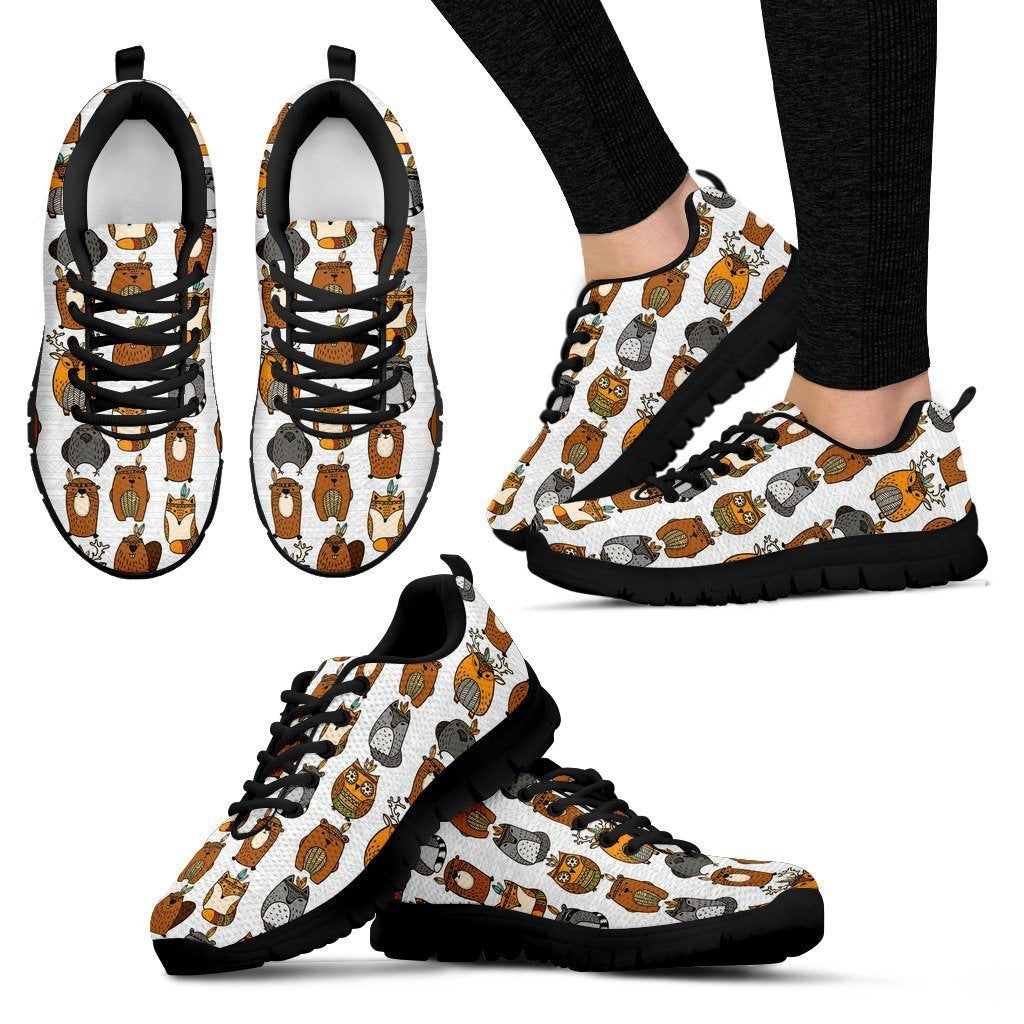 Otter Animal Family Pattern Print Black Sneaker Shoes For Men Women-grizzshop